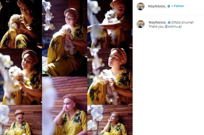 Feby Febiola pakai topi. (Instagram/@febyfebiola_)