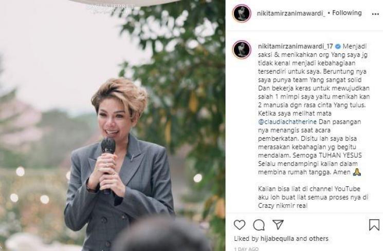 Nikita Mirzani nikahkan pasangan. (Instagram/@nikitamirzanimawardi_17)