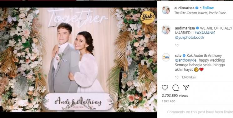 Audi Marissa dan Anthony Xie (Instagram.com/audimarissa)