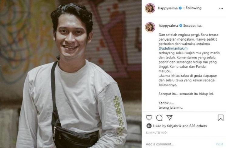 Ade Firman Hakim meninggal dunia (Instagram @happysalma)