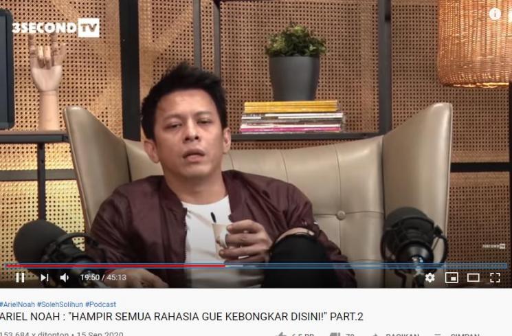 Ariel Noah saat diwawancara oleh Soleh Solihun (Youtube.com/3SECONDTV)