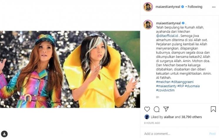 Kabar duka ayah Mey Chan meninggal dunia. (Instagram/@maiaestiantyreal)