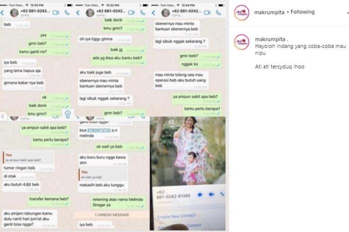Sharena Delon ngamuk nama anaknya dibawa-bawa penipu. (Instagram/@Makrumpita)