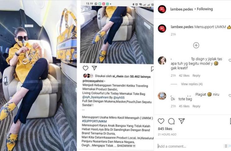 Postingan Syahrini (Instagram.com/lambee.pedes)