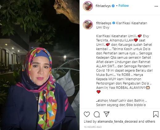 Elvy Sukaesih positif Covid 19. (Instagram/@fitriaelvys)