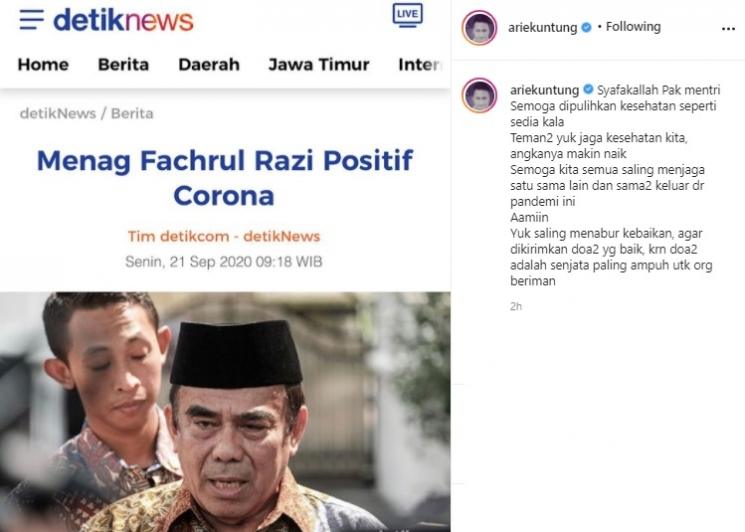 Postingan Arie Untung. (Instagram/@ariekuntung)