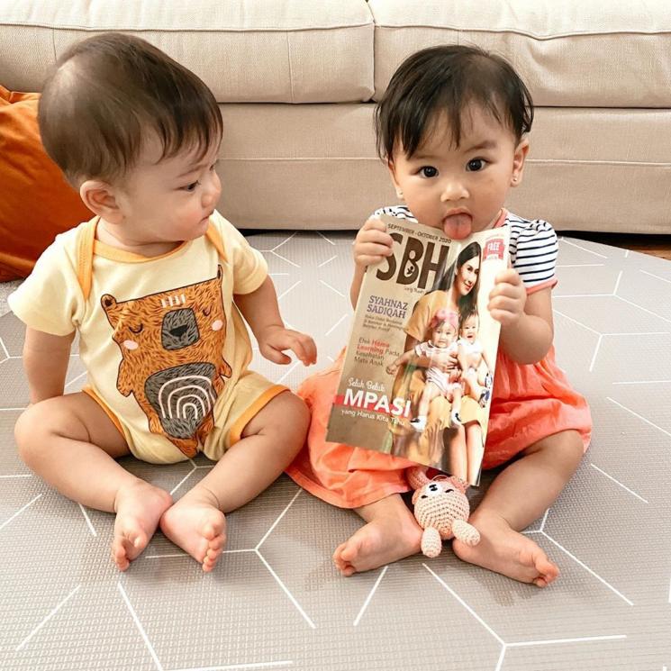 Anak kembar Syahnaz Sadiqah, Zayn dan Zunaira. (Instagram/@syahnazs)