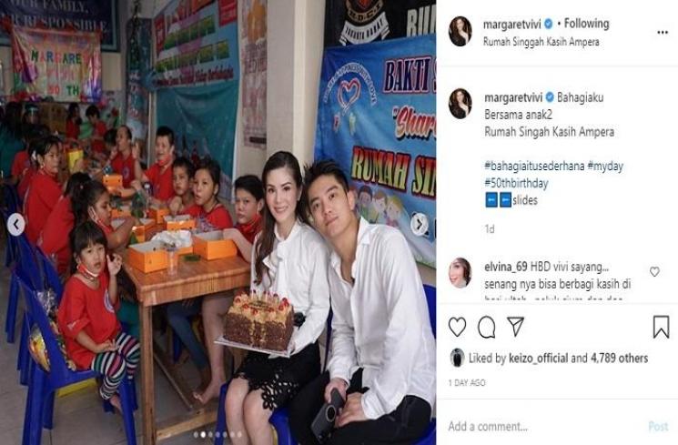 Boy William ikut rayakan ulang tahun calon mertuanya, Margaret Vivi (Instagram @boywilliam17)