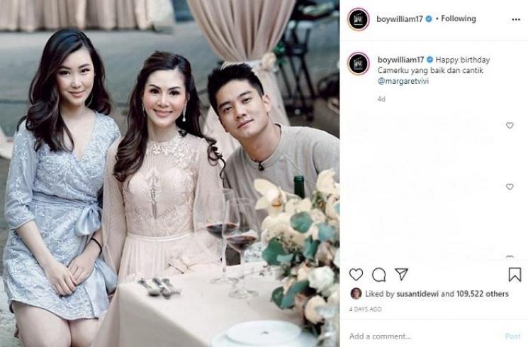 Boy William ikut rayakan ulang tahun calon mertuanya, Margaret Vivi (Instagram @boywilliam17)