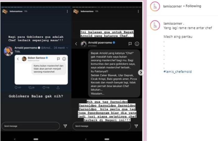 Bobon Santoso dan Chef Arnold. (Instagram/@lamiscorner)