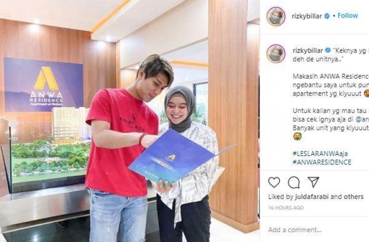 Lesty Kejora dapat kejutan apartemen dari Rizky Billar. (Instagram/@rizkybillar)