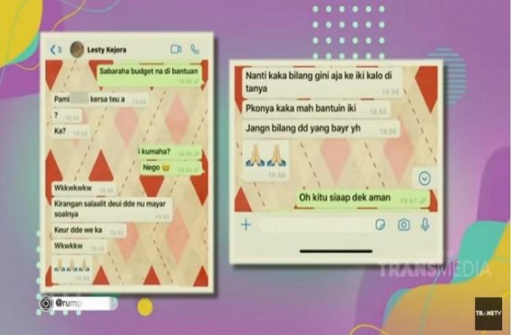 Ricardo membongkar chat dengan Lesty Kejora (Tangkapan layar YouTube channel Trans TV Official)