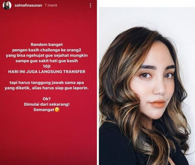 Salmafina Sunan gelar sayembara buat netizen. [Instagram]