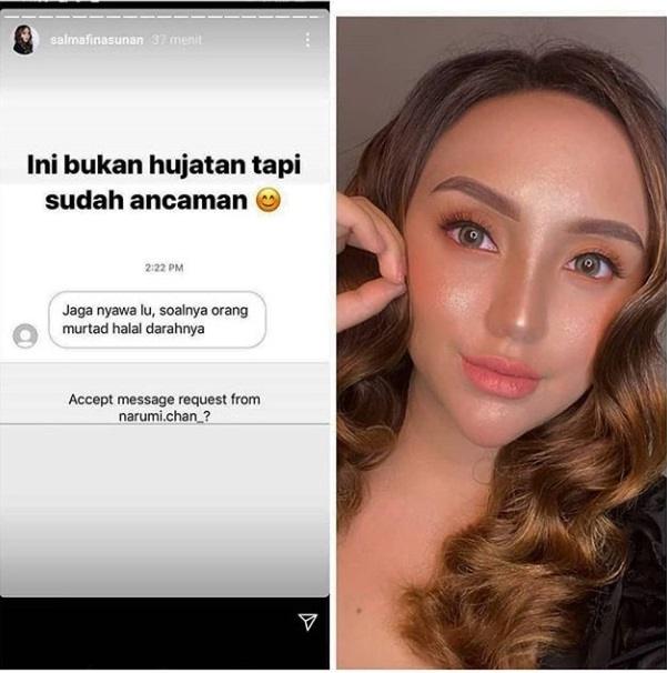 Salmafina Sunan diancam dibunuh. [capture Instagram]