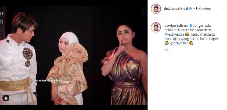 Dewi Perssik bersama Lesty Kejora dan Rizky Billar. (Instagram/@dewiperssikreal)