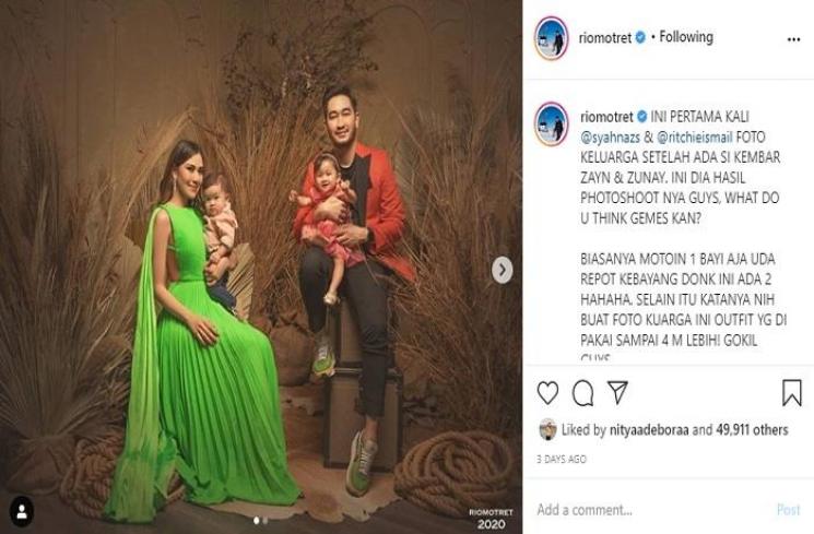 Pemotretan keluarga Syahnaz Sadiqah (Instagram @riomotret)