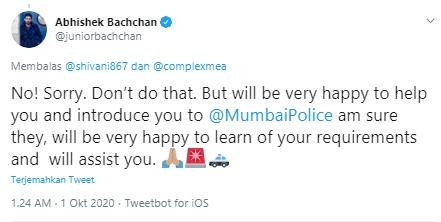 Cuitan Abhishek Bachchan (Twitter.com/JuniorBachchan)