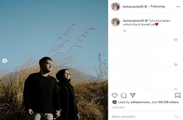 Prewedding Kesha Ratuliu dan Adhi Permana (Instagram @kesharatuliu05)