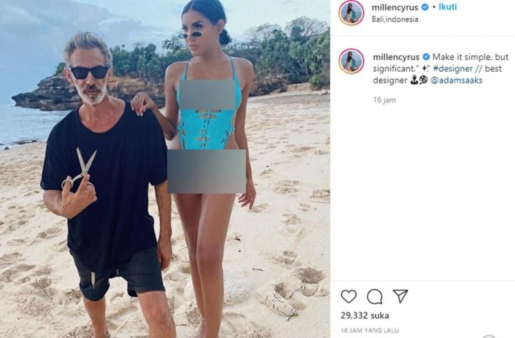 Millendaru saat tengah berlibur di Bali (Instagram.com/millencyrus)