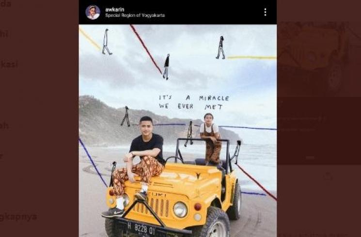 Foto Awkarin yang mencuri hasil ilustrasi seniman (Twitter.com/Alle_santo)