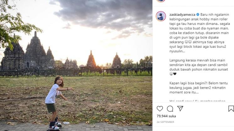 Zaskia Adya Mecca ajak anak main di alam (Instagram.com/zaskiaadyamecca)