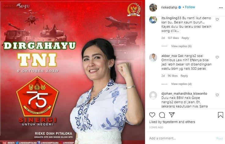 Rieke Diah Pitaloka. (Instagram/@riekep)