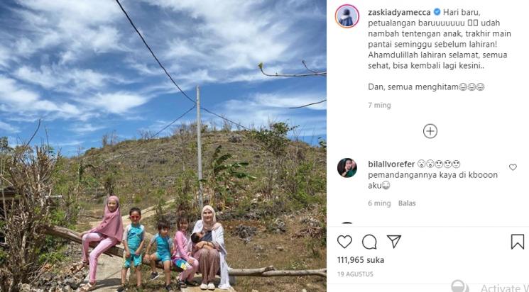 Zaskia Adya Mecca ajak anak main di alam (Instagram.com/zaskiaadyamecca)