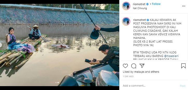 Tissa Biani di Kali Ciliwung. (Instagram/@riomotret)