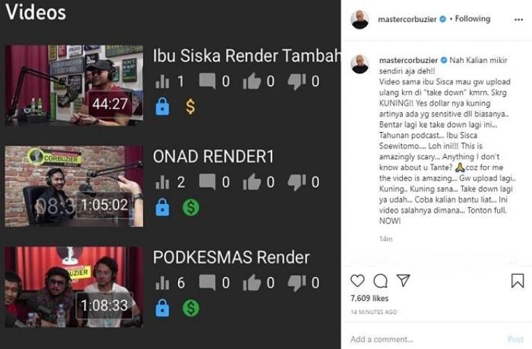 Video Deddy Corbuzier dengan Sisca Soewitomo terancam di-take down lagi (Instagram @mastercorbuzier)