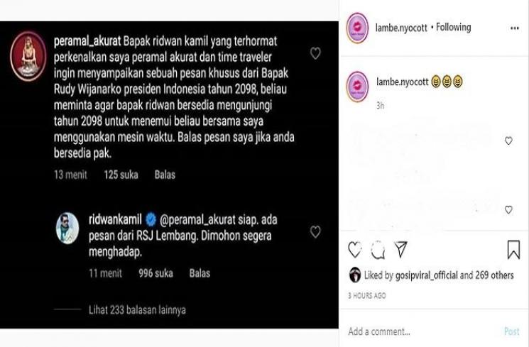 Ridwan Kamil (Instagram @lambe.nyocott)