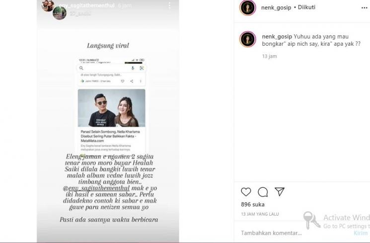 Eny Sagita terus sindir Nella Kharisma (Instagram.com/nenk_gosip)