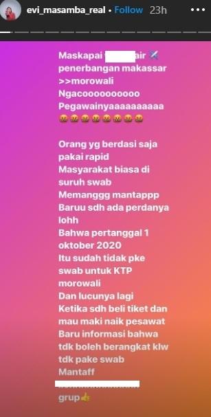 Postingan Evi Masamba. (Instagram/@evi_masamba_real)