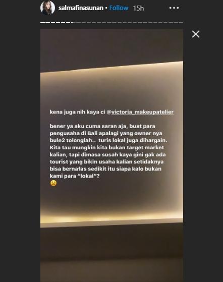 Tangkapan layar curhatan Salmafina (Instagram.com/salmafinasunan)