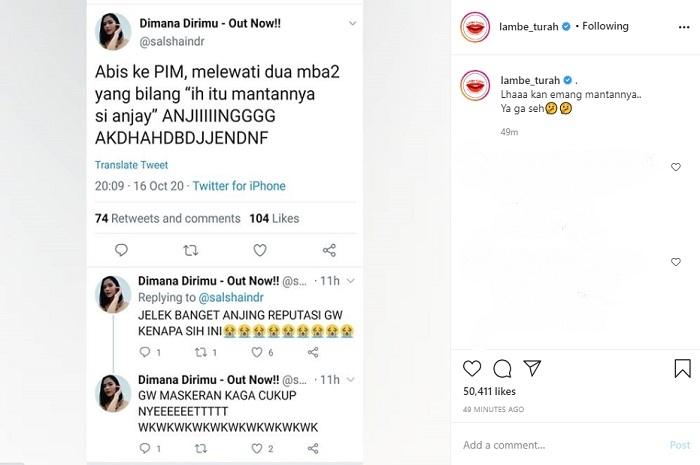Salshadilla malu dikenal sebagai mantan kekasih Lutfi Agizal (Instagram @lambe_turah)