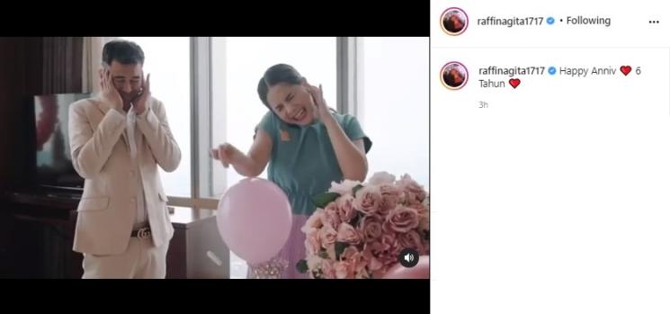 Momen anniversary pernikahan Raffi Ahmad dan Nagita Slavina. (Instagram/@raffinagita1717)
