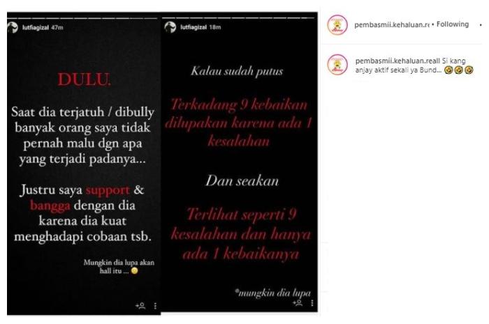Lutfi Agizal sindir balik Salshadilla Juwita. (Instagram/@pembasmii.kehaluan.reall)