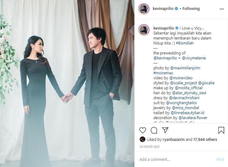 Kevin Aprilio dan Vicy Melanie. (Instagram/@kevinaprilio)