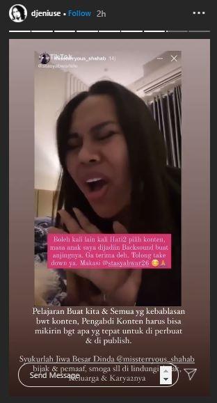 Terry sempat tersinggung suaranya dan anak dijadikan konten dengan anjing. (Instagram/@missterryous_shahab)