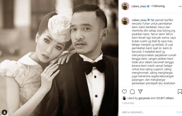 Ruben Onsu dan Sarwendah. (Instagram/@ruben_onsu)