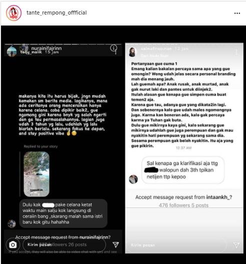 Jawaban Salmafina (Instagram.com/tante_rempong_offficial)