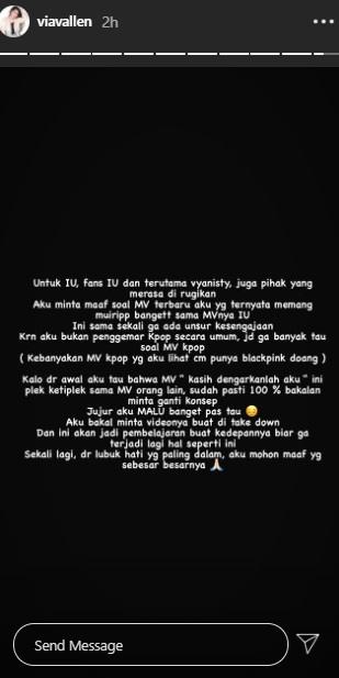 Via Vallen minta maaf. (Instagram/@viavallen)