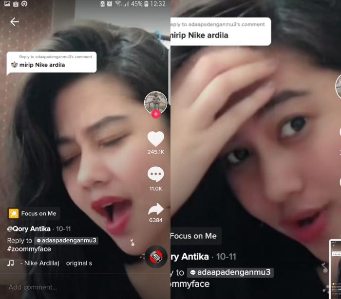 Qory Antika, mirip abis sama Nike Ardilla. (TikTok/@qoryantika)