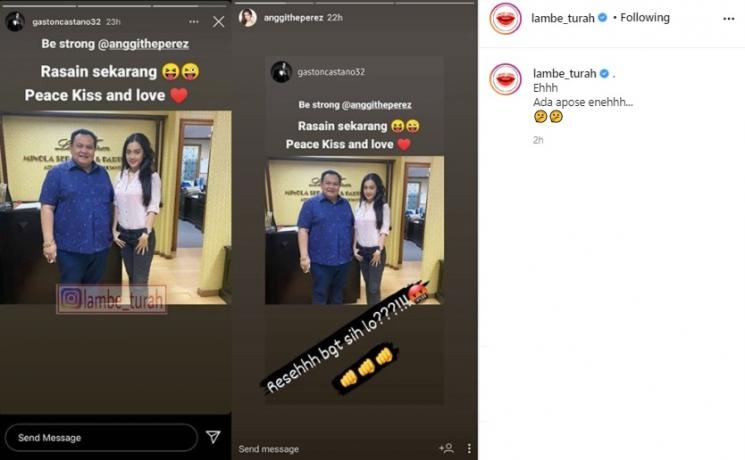 Postingan Gaston Castano dan Anggia Perez. (Instagram/@lambe_turah)
