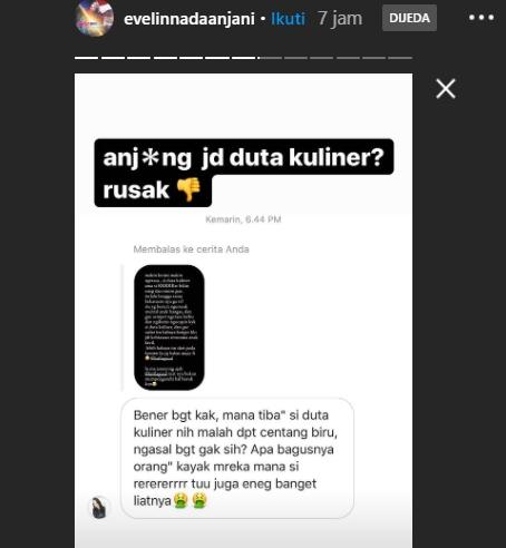 Instagram story Evelin Nada Anjani (Instagram.com/evelinnadaanjani)