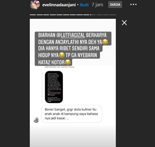 Instagram story Evelin Nada Anjani (Instagram.com/evelinnadaanjani)