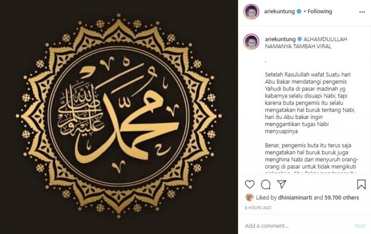 Postingan Arie Untung. (Instagram/@ariekuntung)
