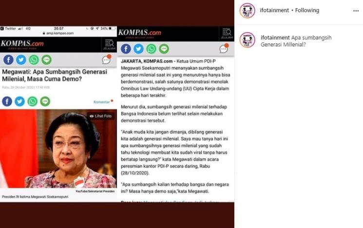 Viral ucapan Megawati. (Instagram/@ifotainment)