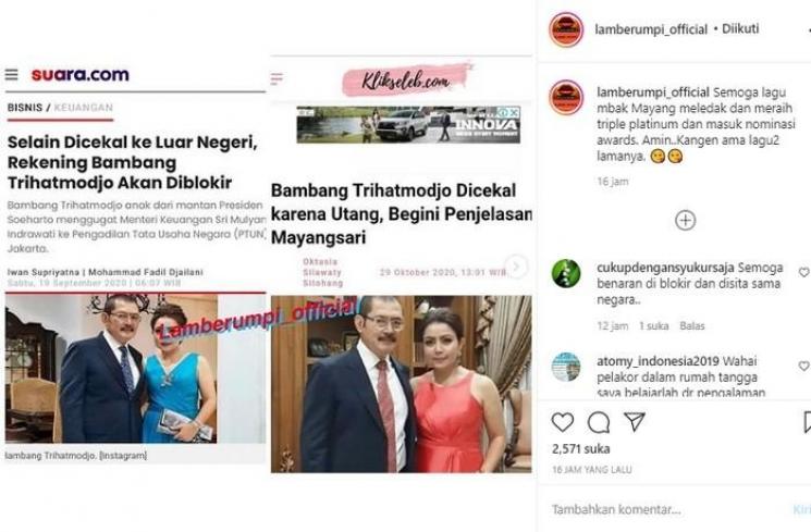 Mayangsari disebut terkena karma (Instagram.com/lamberumpi_official)