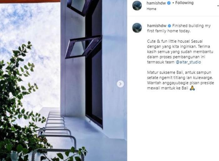 Rumah Raisa dan Hamish Daud. (Instagram/@hamishdw)
