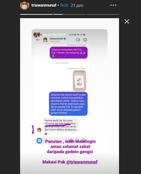 Unggahan Triawan Munaf (Instagram.com/triawanmunaf)